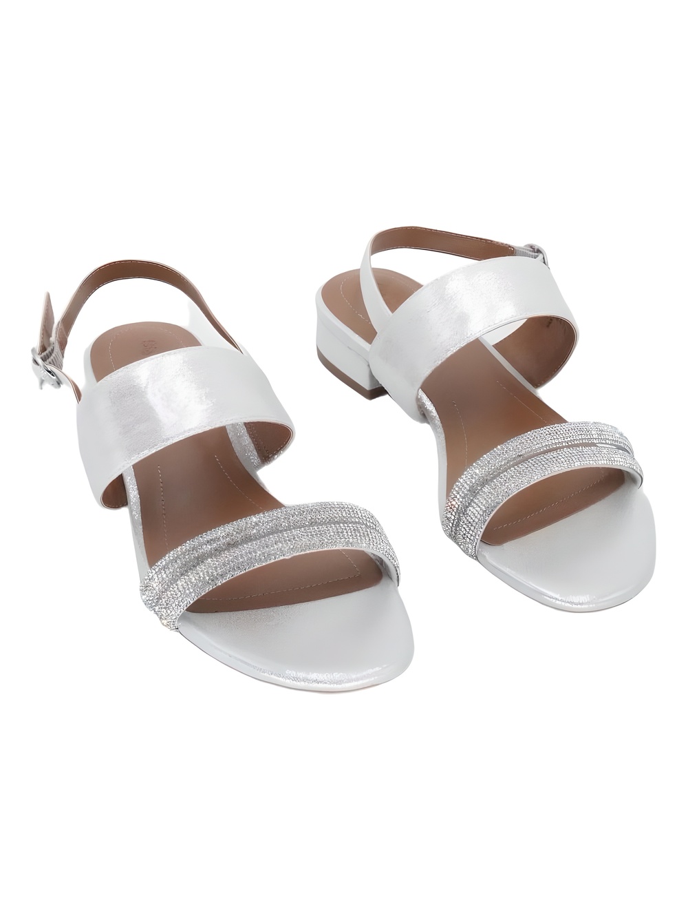 Style & Co Selbiee Silver Metallic Rhinestone Slingback Flat Sandals Size 8M